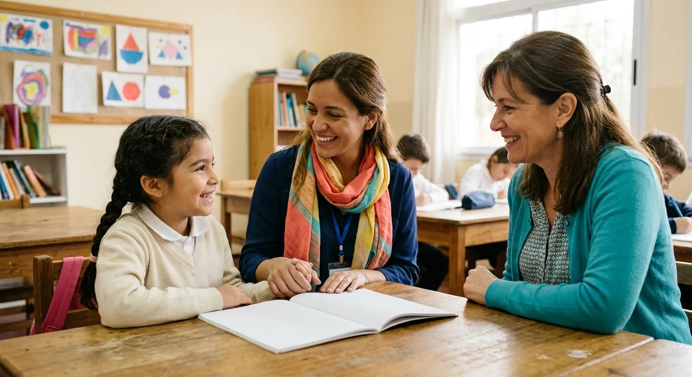 Acompañante terapéutico apoyando a un niño en el aula bajo la Resolución 782/13.